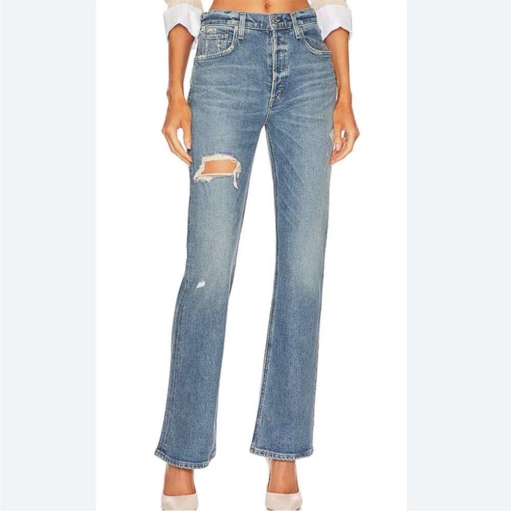 Citizens Of Humanity Libby Relaxed Bootcut Medium Blue Distressed Jeans. Size 24